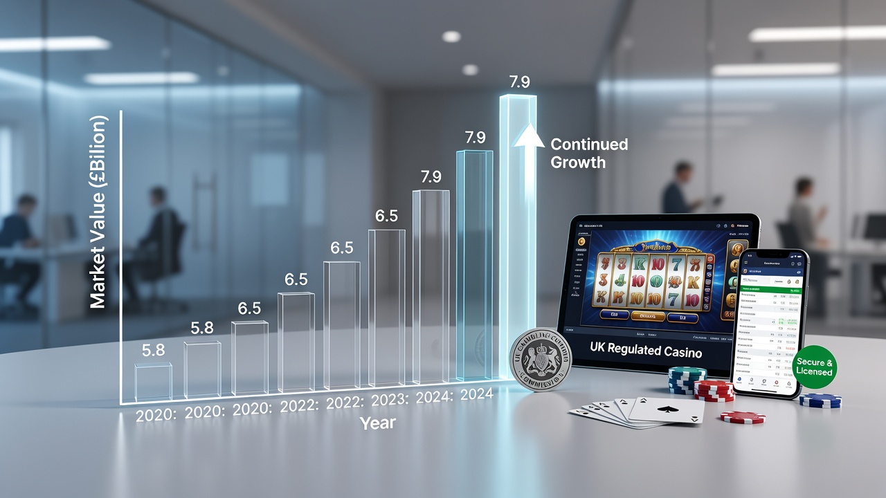 Infographic displaying UK gambling market statistics and player engagement numbers for 2025-2026
